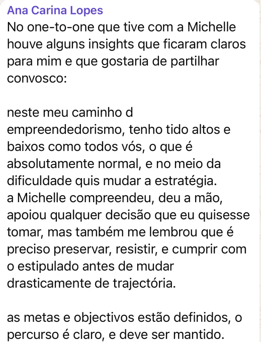 Mensagem da Ana Carina