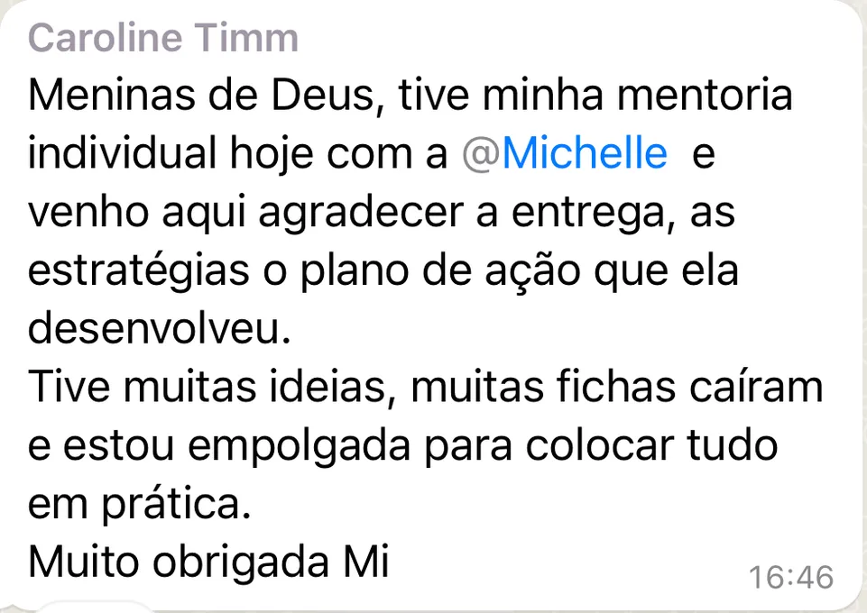 Mensagem da Caroline