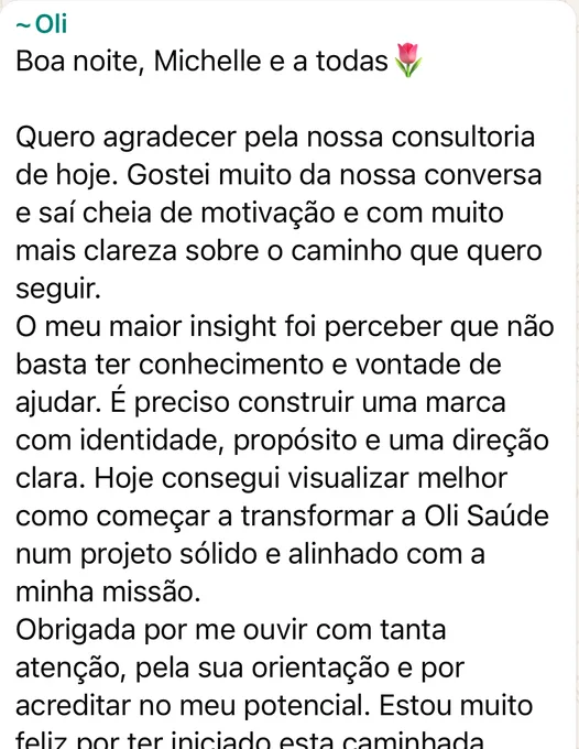 Mensagem da Oli