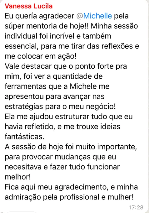 Mensagem da Vanessa